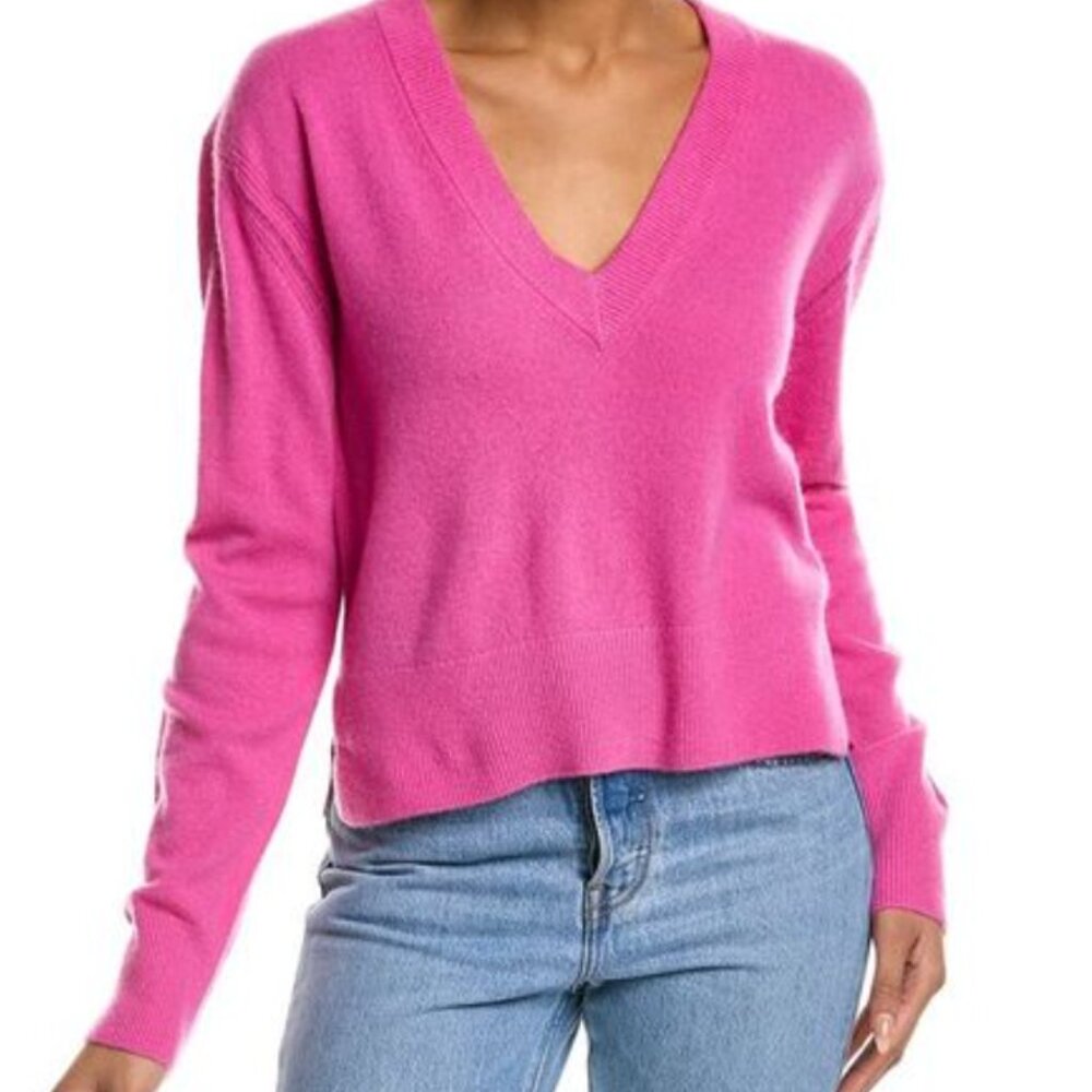 Joie Womens Wayna V-Neck Cashmere Sweater, Pink